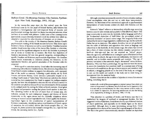 Barbara Creed The Monstrous Feminine Film Studies - 