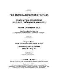 d'études cinématographiques - Film Studies Association of Canada