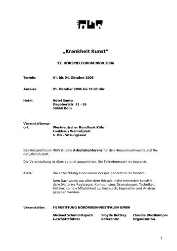 "Krankheit Kunst" (PDF) - Filmstiftung Nordrhein-Westfalen