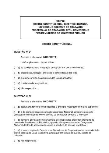 1 grupo i direito constitucional, direitos humanos, individual e ...