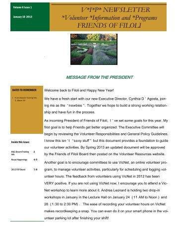 V*I*P* NEWSLETTER *Volunteer *Information and *Programs ... - Filoli