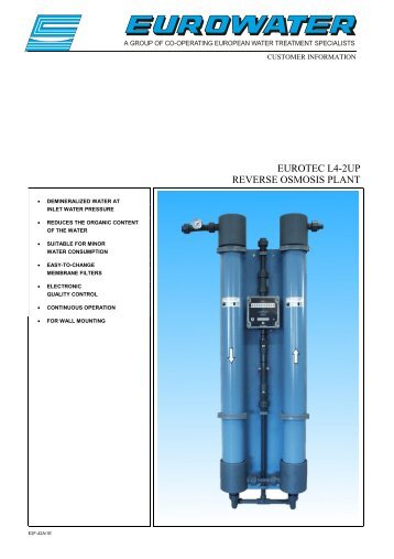 EUROTEC L4-2UP REVERSE OSMOSIS PLANT - Filter