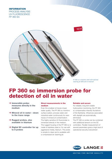 FP 360 sc immersion probe for detection of oil in water - Filter