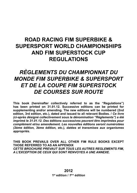 Road Racing FIM Superbike & Supersport World Championships