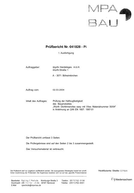 Prüfbericht Nr. 041828-Pi