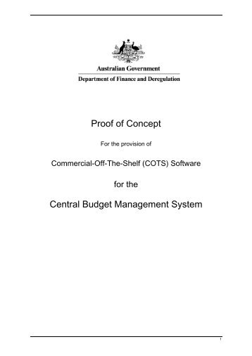 Proof of Concept for the provision of COTS Software for the CBMS
