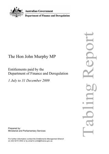 The Hon John Murphy MP - Department of Finance and Deregulation