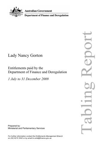 Lady Nancy Gorton - Department of Finance and Deregulation