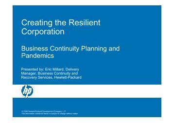 Creating the Resilient Corporation - Business Continuity Planning ...