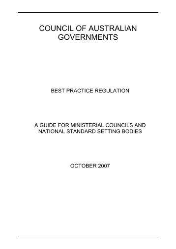 Best Practice Regulation - Department of Finance and Deregulation