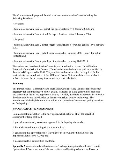 National Fuel Quality Standards Regulation Impact Statement 1 ...