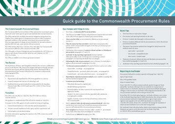 CPRs Quick Guide 2012 - Department of Finance and Deregulation