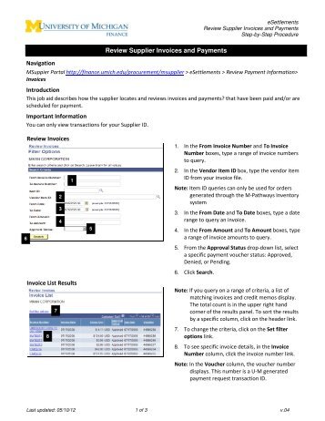 Review Supplier Invoices and Payments in eSettlements - Finance