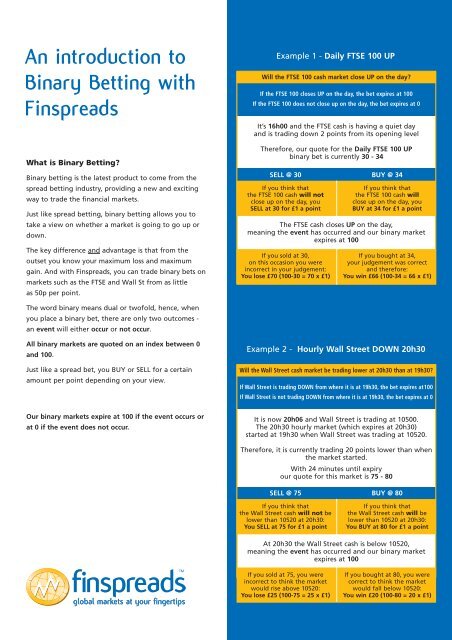 are binary options similar to apread betting