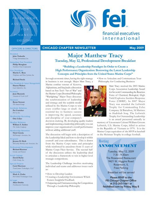 FEI Newsletter May 2009 - Financial Executives International