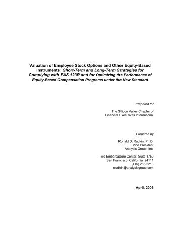 Valuation of Employee Stock Options and Other Equity-Based ...