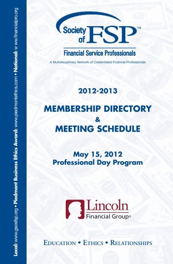 membership directory meeting schedule - Society of Financial ...