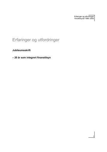 Erfaringer og utfordringer - Finanstilsynet