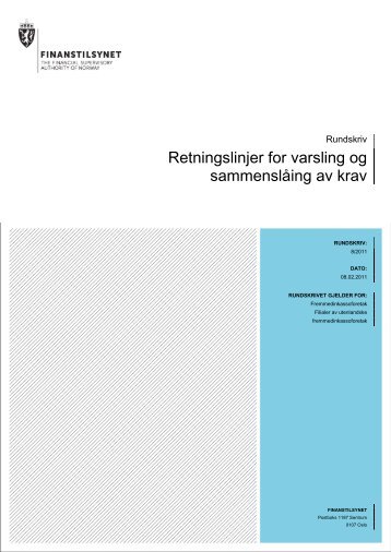 Retningslinjer for varsling og sammenslåing av krav - Finanstilsynet