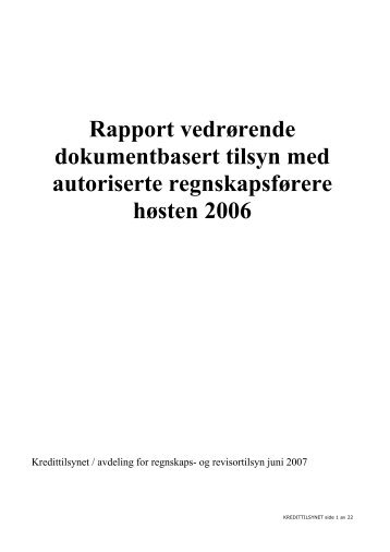 Rapport vedrørende dokumentbasert tilsyn med ... - Finanstilsynet