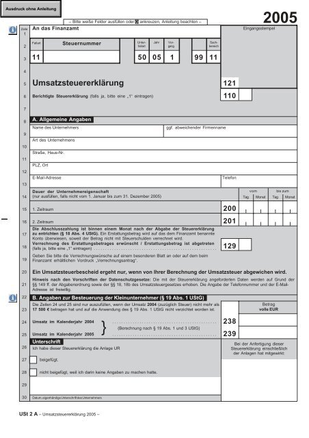 Umsatzsteuererklarung 05 Pdf Steuerportal Mv