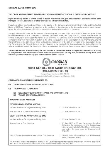 china gaoxian fibre fabric holdings ltd. - FinanzNachrichten.de