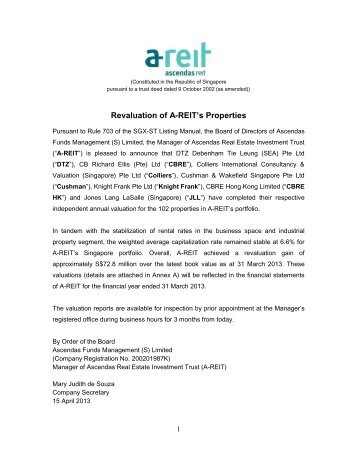 Revaluation of A-REIT's Properties - FinanzNachrichten.de