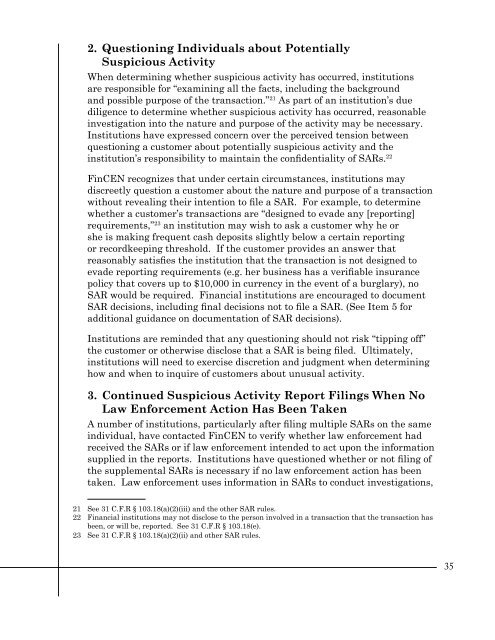 FinCEN SAR Activity Review, Trends, Tips & Issues, Issue 10