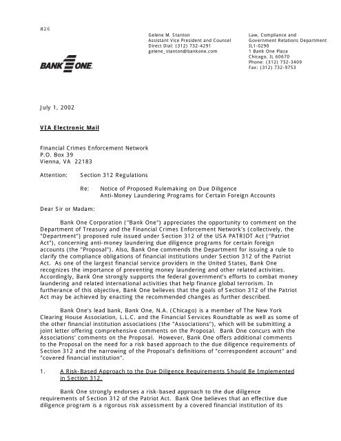 final 312 comment letter - FinCEN