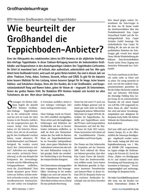 Wie beurteilt der Großhandel die Teppichboden ... - Findeisen GmbH