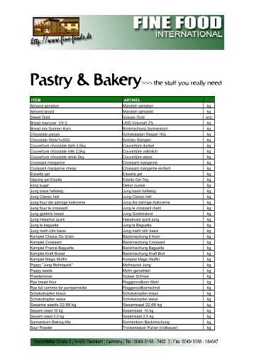 Pastry & Bakery - Fine Food International