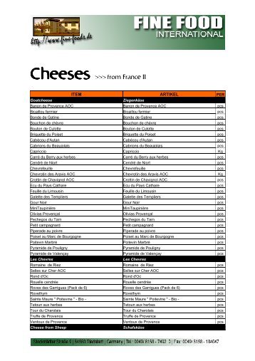 Cheese III - Fine Food International