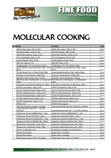 MOLECULAR COOKING - Fine Food International