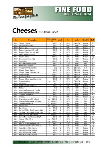 Cheese II - Fine Food International