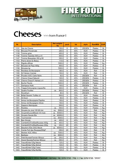 Cheese II - Fine Food International