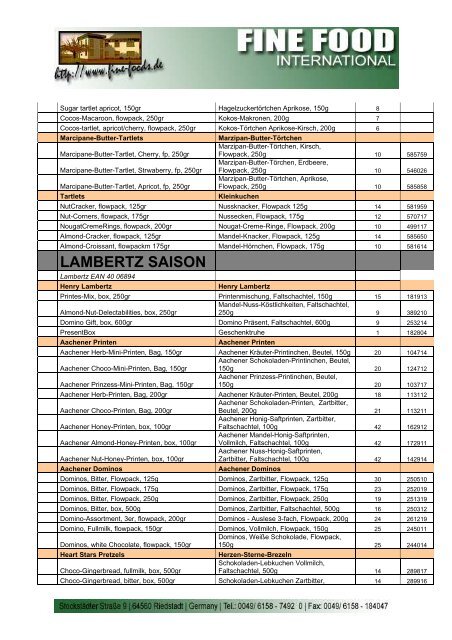 LAMBERTZ - Fine Food International