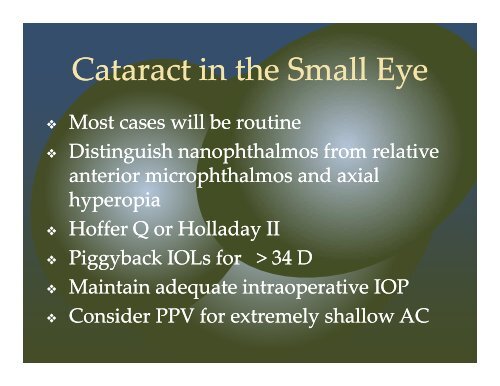 Cataract Surgery in Small Eyes