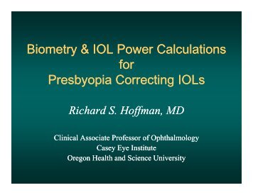 Biometry & IOL Power Calculations - Drs. Fine, Hoffman and Packer