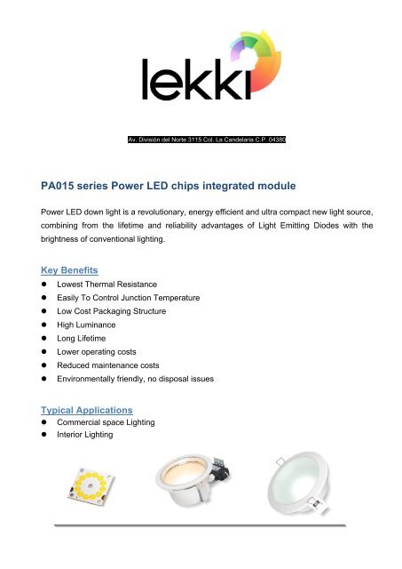 PA015 series Power LED chips integrated module