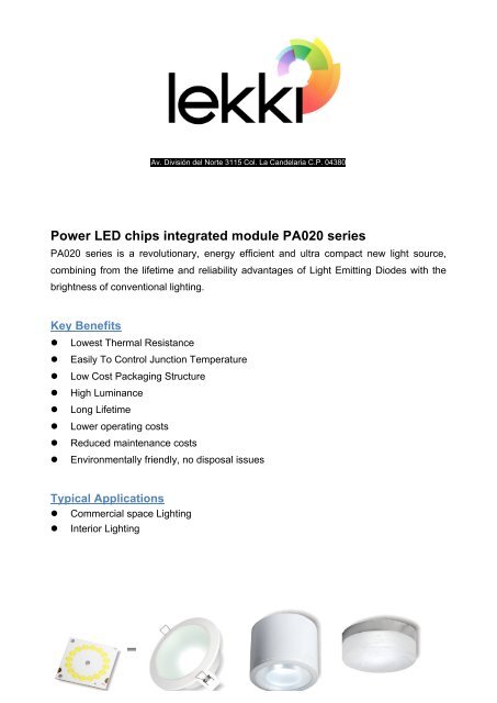 Power LED chips integrated module PA020 series