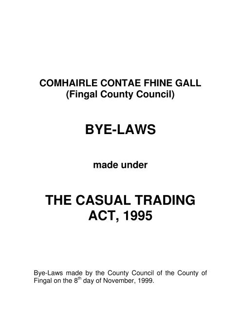 Casual Trading Bye Laws - Fingal County Council