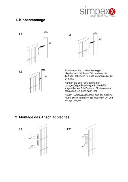 Montageanleitung für das Simpaxx – Gartentor - Finke Neue ...