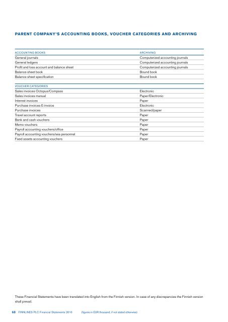 FINANCIAL STATEMENTS 2010 - Finnlines