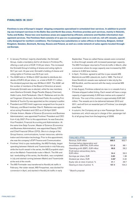 Annual Report and Financial Statements 2007 - Finnlines