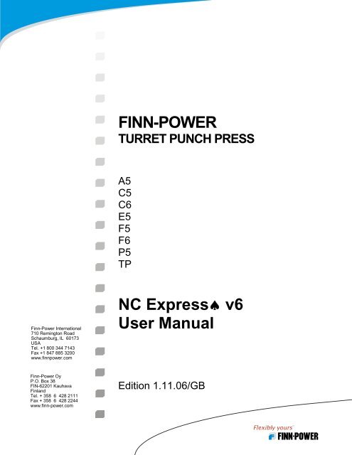 Stand-Alone Punch machine user manual - Finn-Power International ...