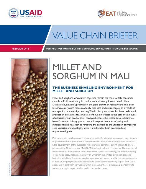Millet and sorghuM in Mali VaLue chaIn BrIeFer - Fintrac Inc.
