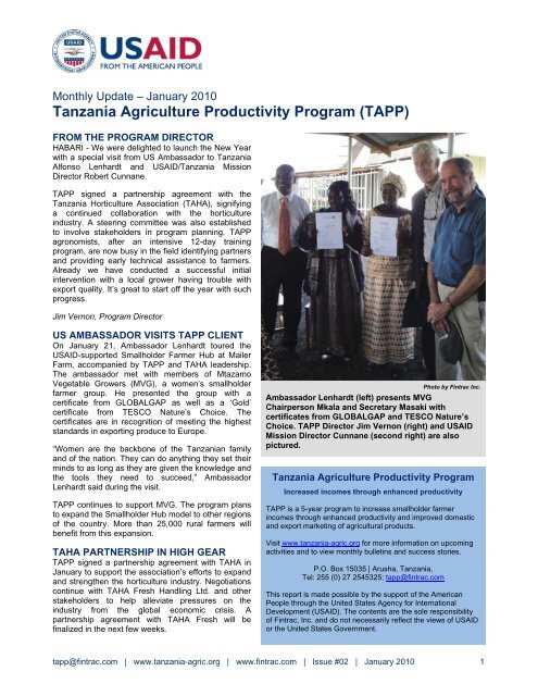 Tanzania Agriculture Productivity Program (TAPP) - Fintrac Inc.