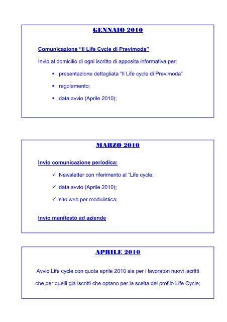 Progetto Life Cycle - Fiom