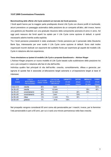 Progetto Life Cycle - Fiom