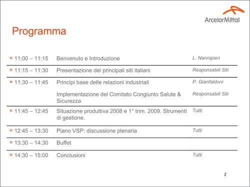 Riunione congiunta Arcelor Mittal Italia con le ... - Fiom